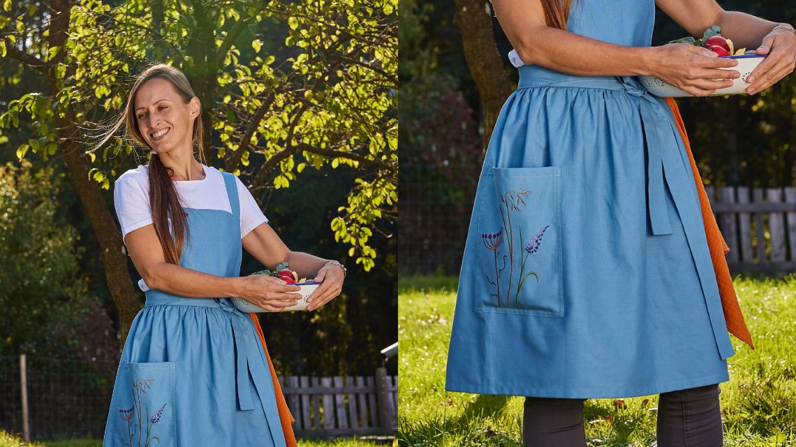 Dámské zahradní šaty z bavlny modré | Flera Fashion