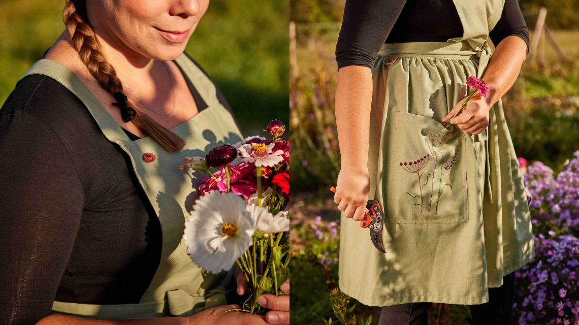 Dámské zahradní šaty z bavlny zelené | Flera Fashion